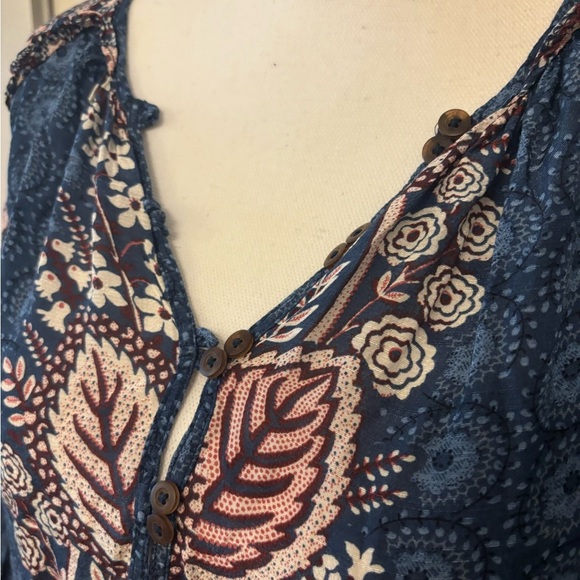 Maeve Anthropologie blue boho hippie wide sleeve blouse size S - Picture 12 of 14